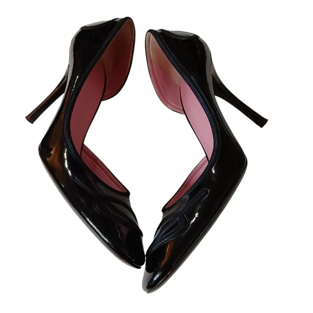 Retro Celine Heels‎ Patent Leather D'Orsay Pumps 9.5 Sexy Dressy Event Career